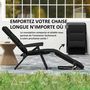 Voir la diapositive 4 : OUTSUNNY Bain de soleil pliable transat inclinable 6 positions grand confort avec matelas + accoudoirs acier polyester noir