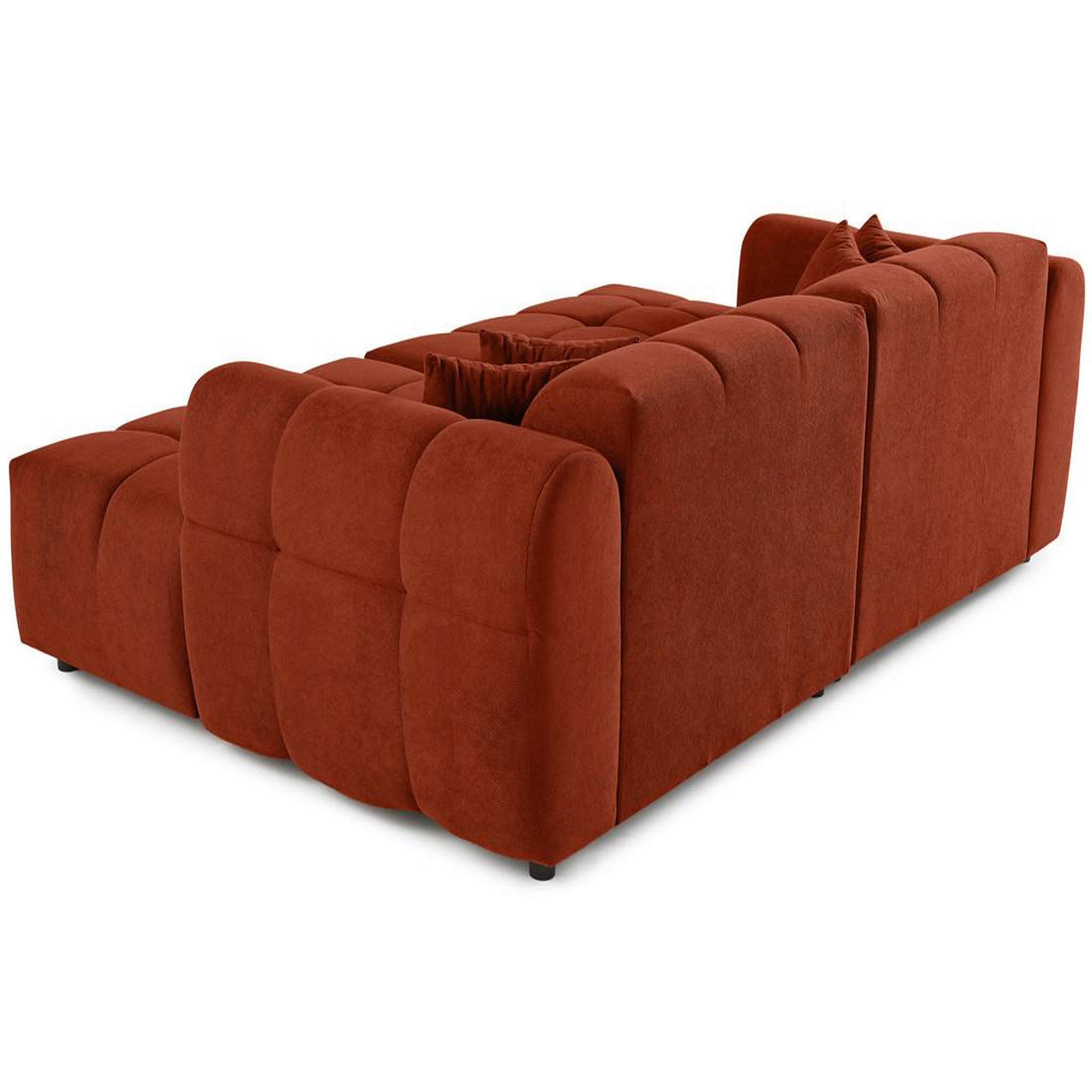 Voir la diapositive 5 : BEST MOBILIER Ray - canapé droit 4 places avec double méridienne - assise profonde - en tissu texturé