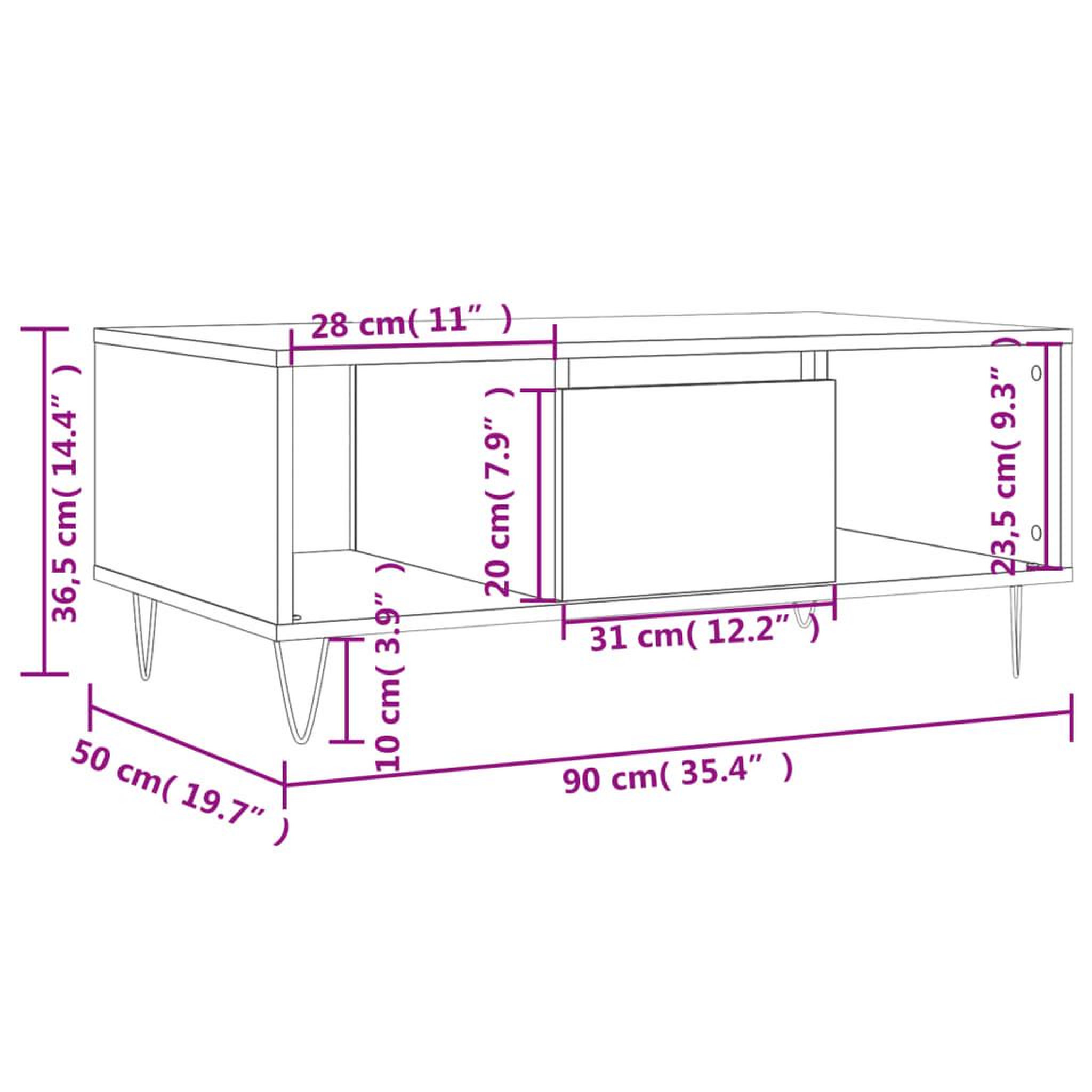 Voir la diapositive 6 : VIDAXL Table basse Chene marron 90x50x36,5 cm Bois d'ingenierie