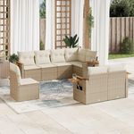 VIDAXL Salon de jardin avec coussins 8 pcs beige resine tressee
