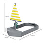 Voir la diapositive 3 : OUTSUNNY Bac à sable enfant design bateau - dim. 190L x 90l x 138H cm - voile, gouvernail - bois gris