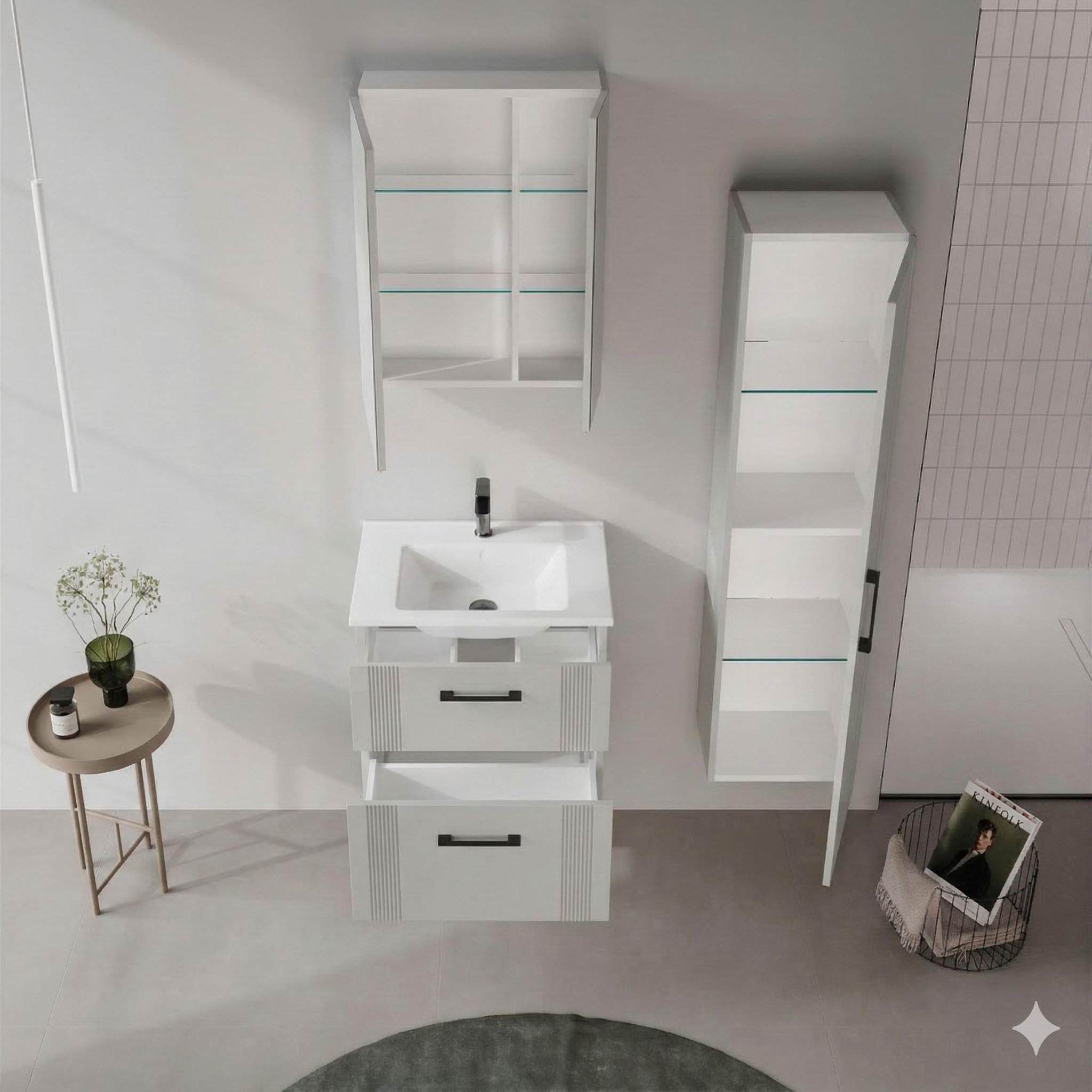 Voir la diapositive 3 : Habitat et Jardin Armoire de Salle de Bain  Bari 40  - 40 x 32 x 138 cm - Matte Cashmere