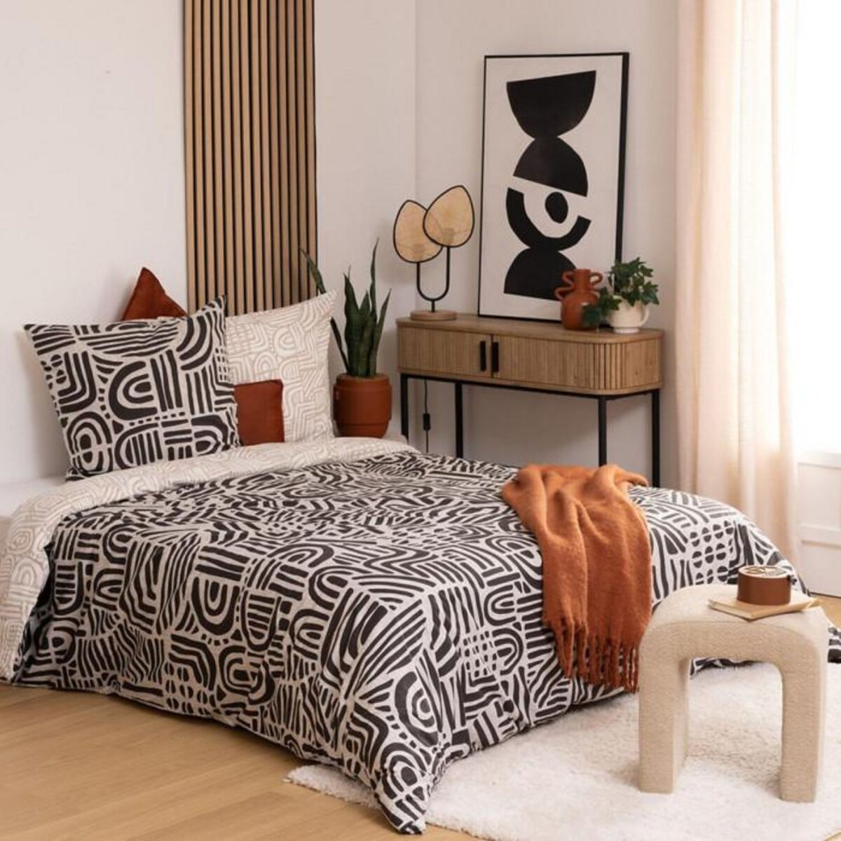 ATMOSPHERA Parure de Lit 3 Pièces  Tipu  240x220cm Noir