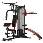 HOMCOM Station de musculation multi-équipement - collaboration Aosom.fr x FFHandball - 10 contrepoids - acier noir rouge