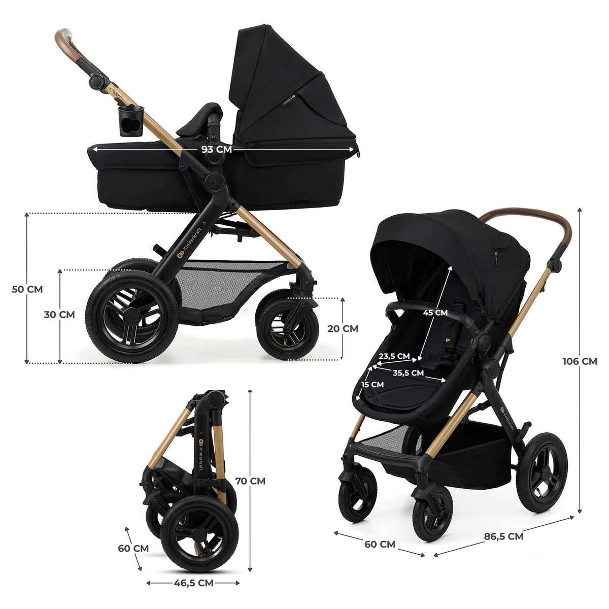 KINDERKRAFT Poussette trio moov 2 pratique et confortable