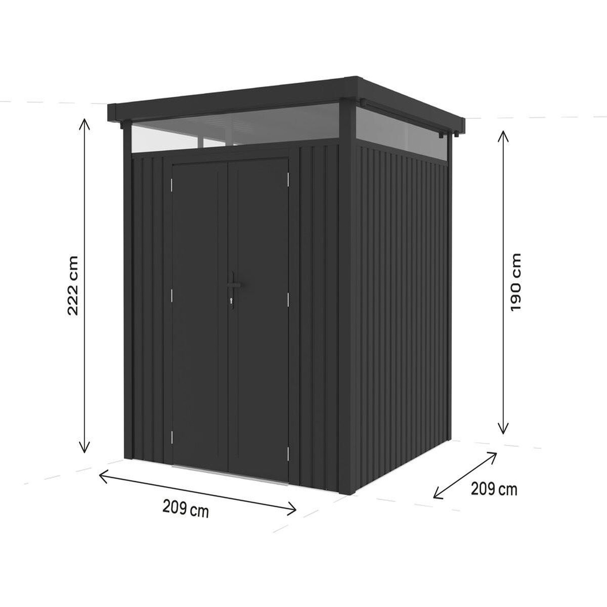 Voir la diapositive 3 : Habitat et Jardin Abri de jardin métal premium avec toit plat et porte battante  Lexinton  - 5,29 m² - Gris