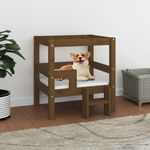 VIDAXL Lit pour chien Marron miel 55,5x53,5x60 cm Bois de pin solide