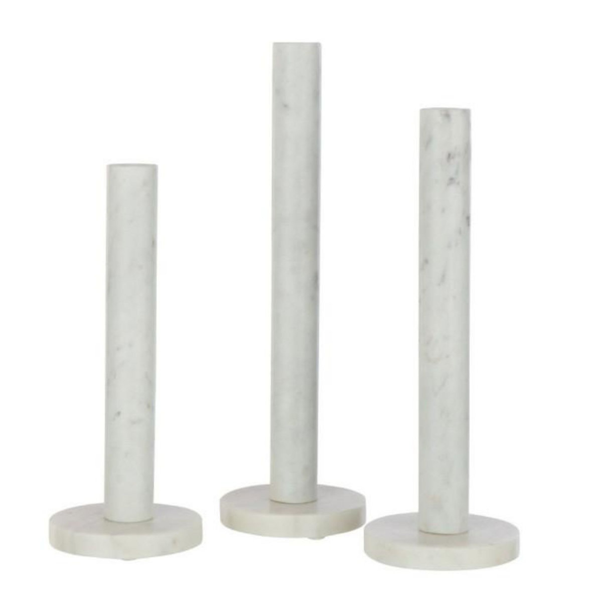 Paris Prix Lot de 3 Bougeoirs en Marbre  Bali  40cm Blanc