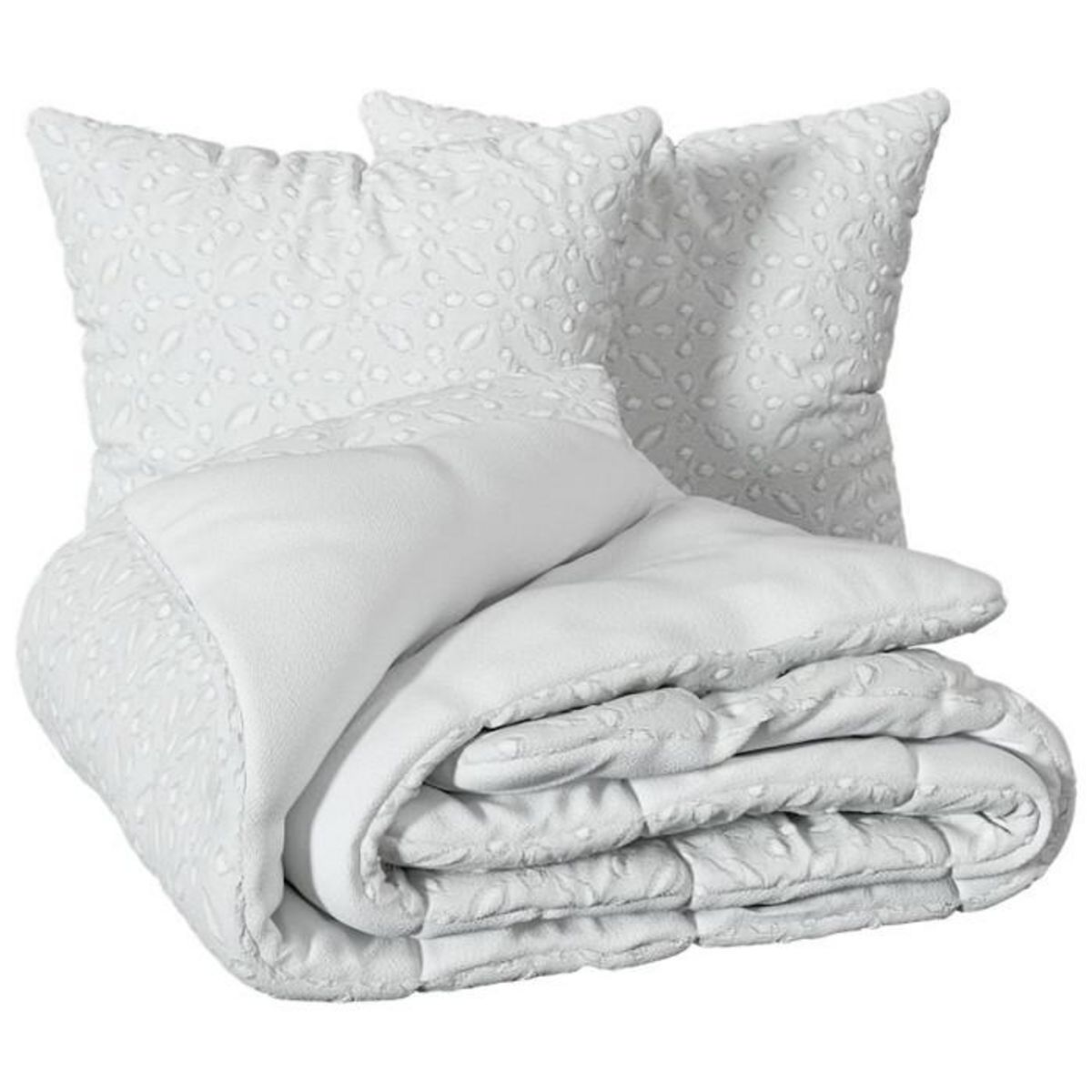 ATMOSPHERA Parure de Lit Jacquard 3 Pièces  Swan  240x220cm Blanc