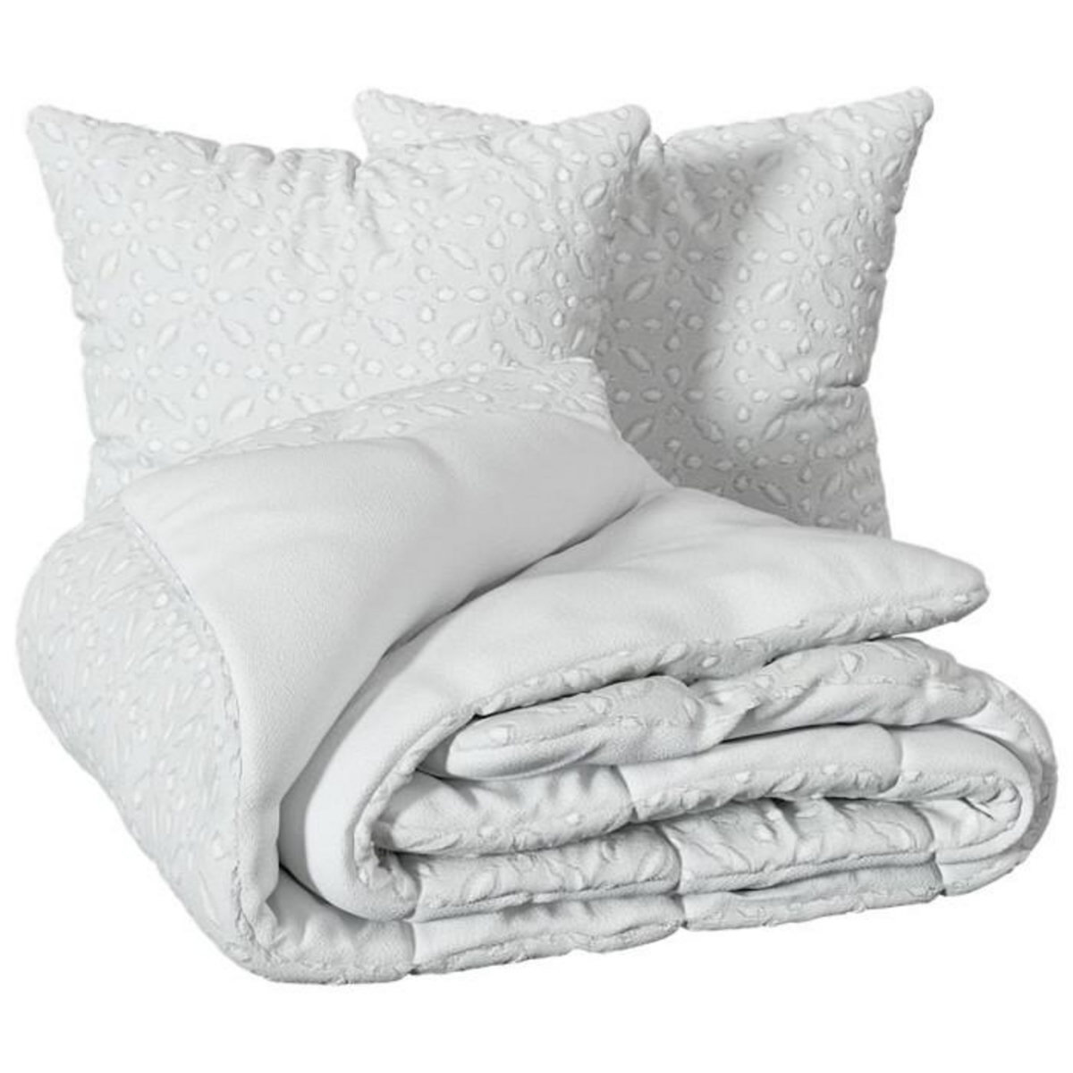 ATMOSPHERA Parure de Lit Jacquard 3 Pièces  Swan  240x220cm Blanc