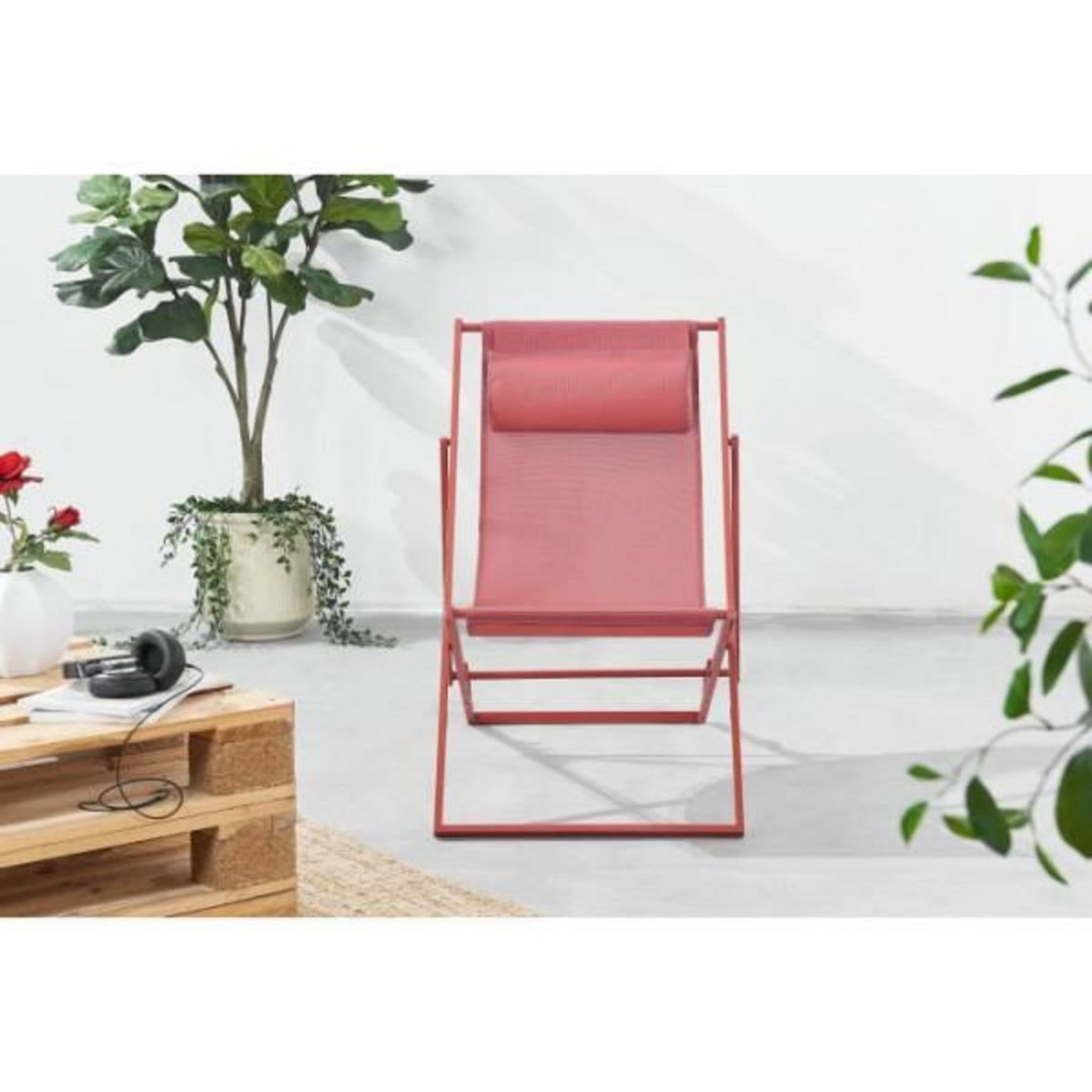 MARKET24 Transat Chilienne PAROS - Structure en acier - L 63 x P 104 x H 85 cm - Terracotta