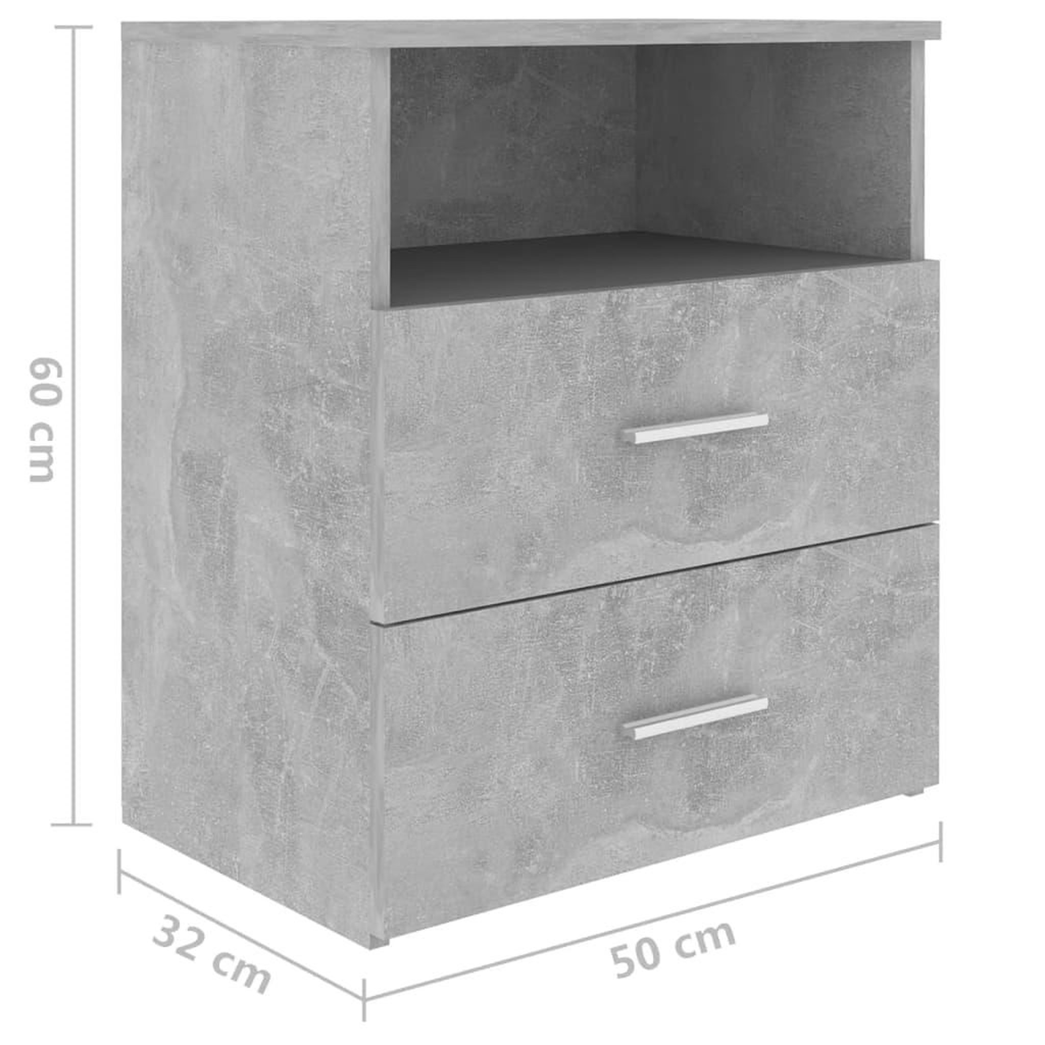 Voir la diapositive 6 : VIDAXL Tables de chevet 2 pcs Gris beton 50x32x60 cm