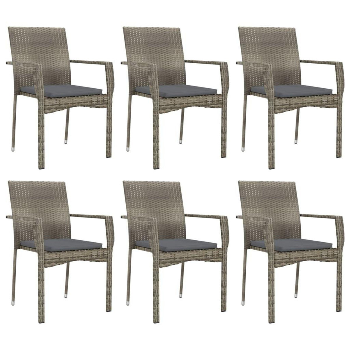 VIDAXL Ensemble a manger jardin et coussins 7 pcs gris rotin