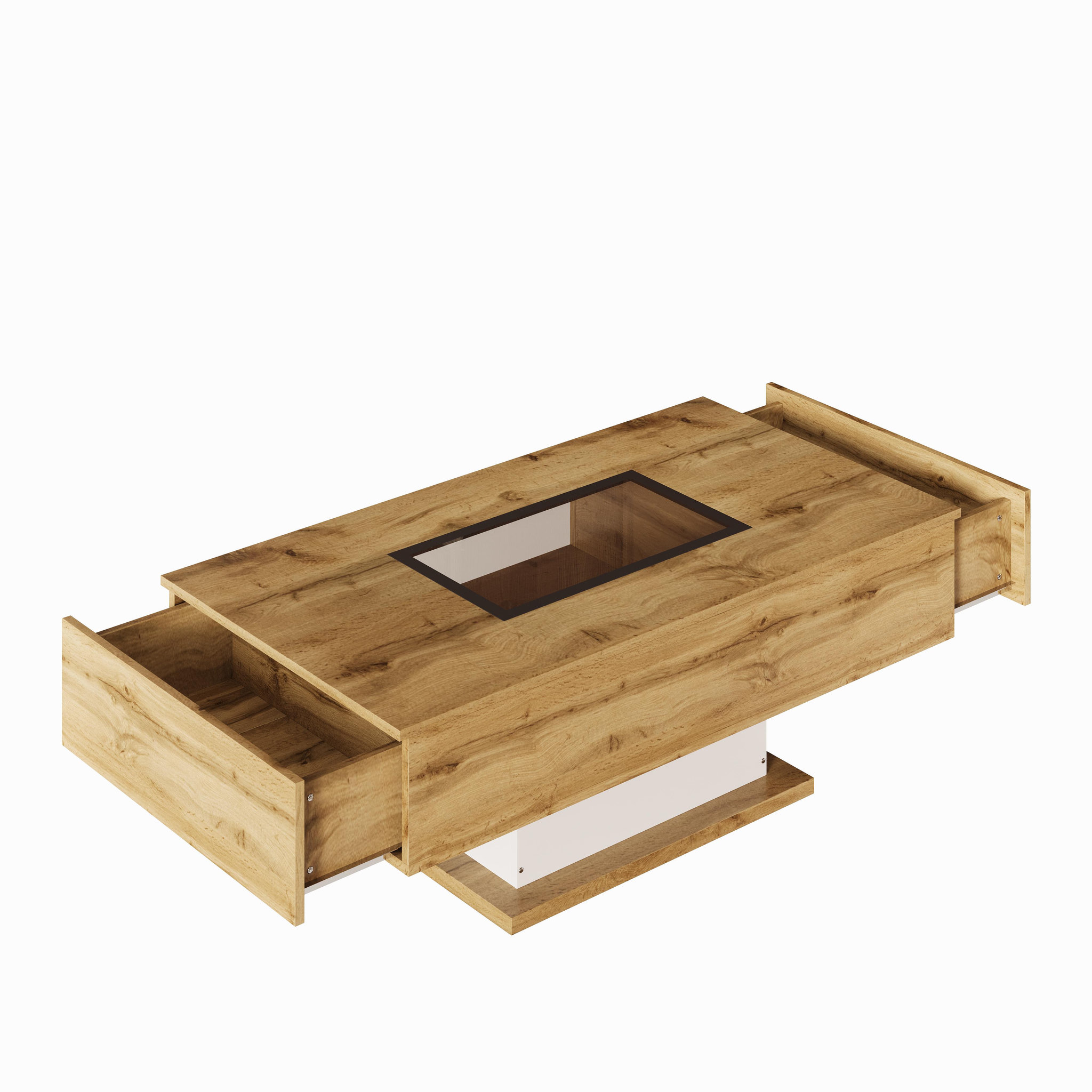 Voir la diapositive 6 : MERAX Table Basse Avec 2 Tiroirs, 1 Nich Et LED