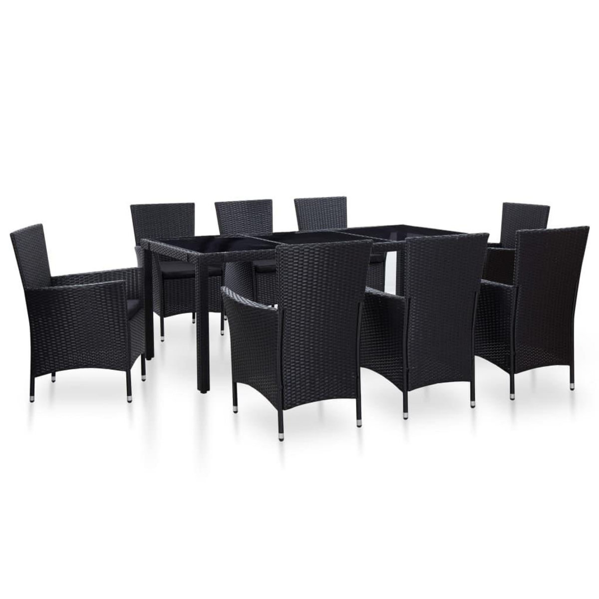 VIDAXL Ensemble a dîner d'exterieur 9 pcs Resine tressee Noir