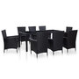 Voir la diapositive 1 : VIDAXL Ensemble a dîner d'exterieur 9 pcs Resine tressee Noir