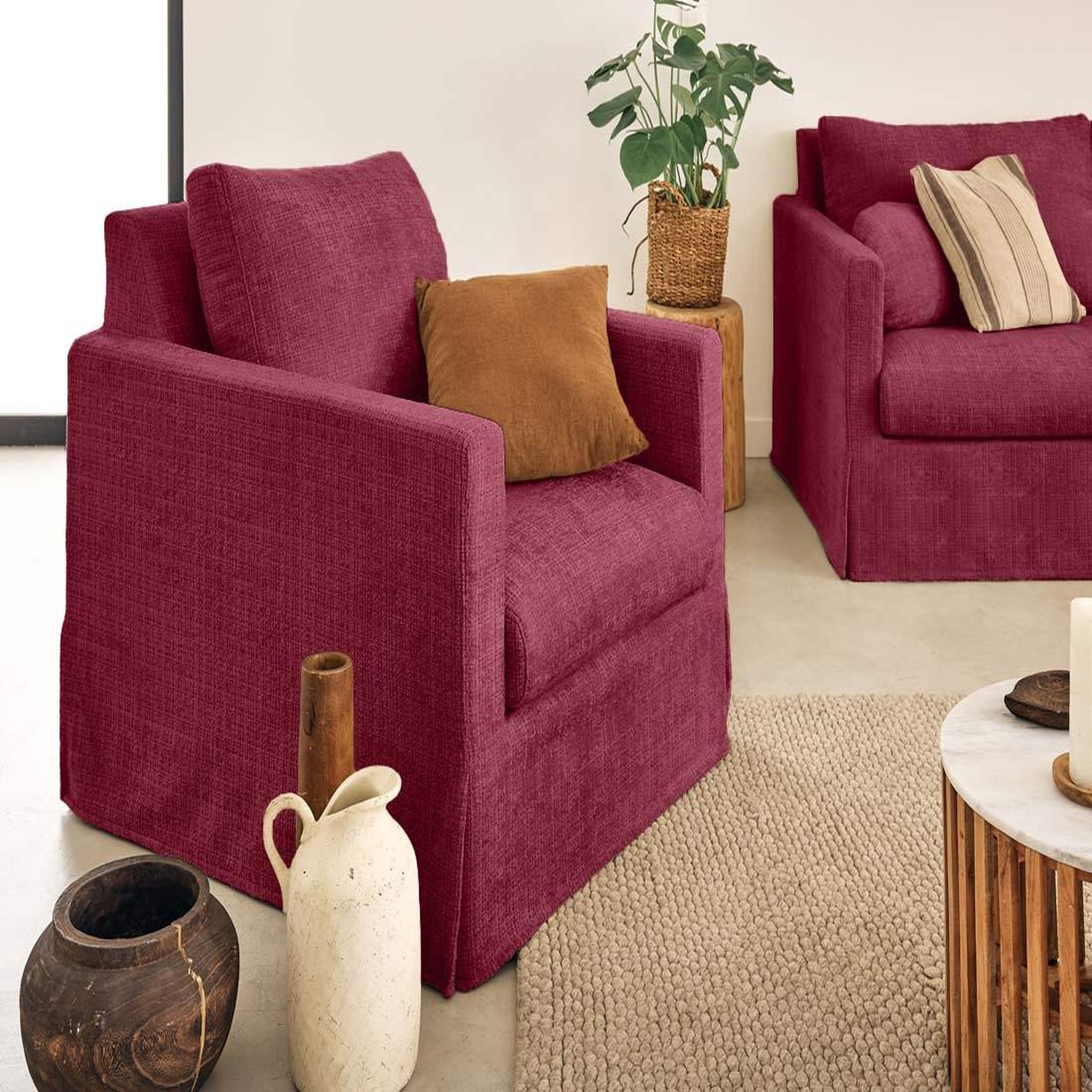 Voir la diapositive 4 : LISA DESIGN Serena - housse en velours texturé pour fauteuil