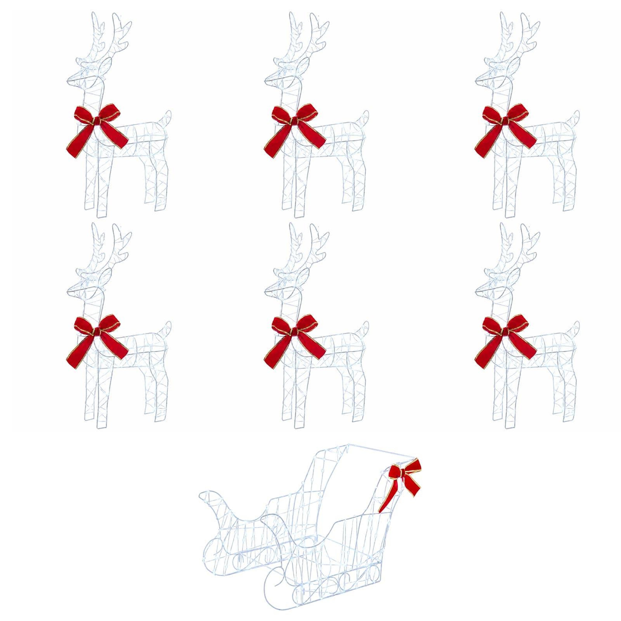 VIDAXL Renne de Noël avec traîneau 7 pc 760 LED Blanc froid