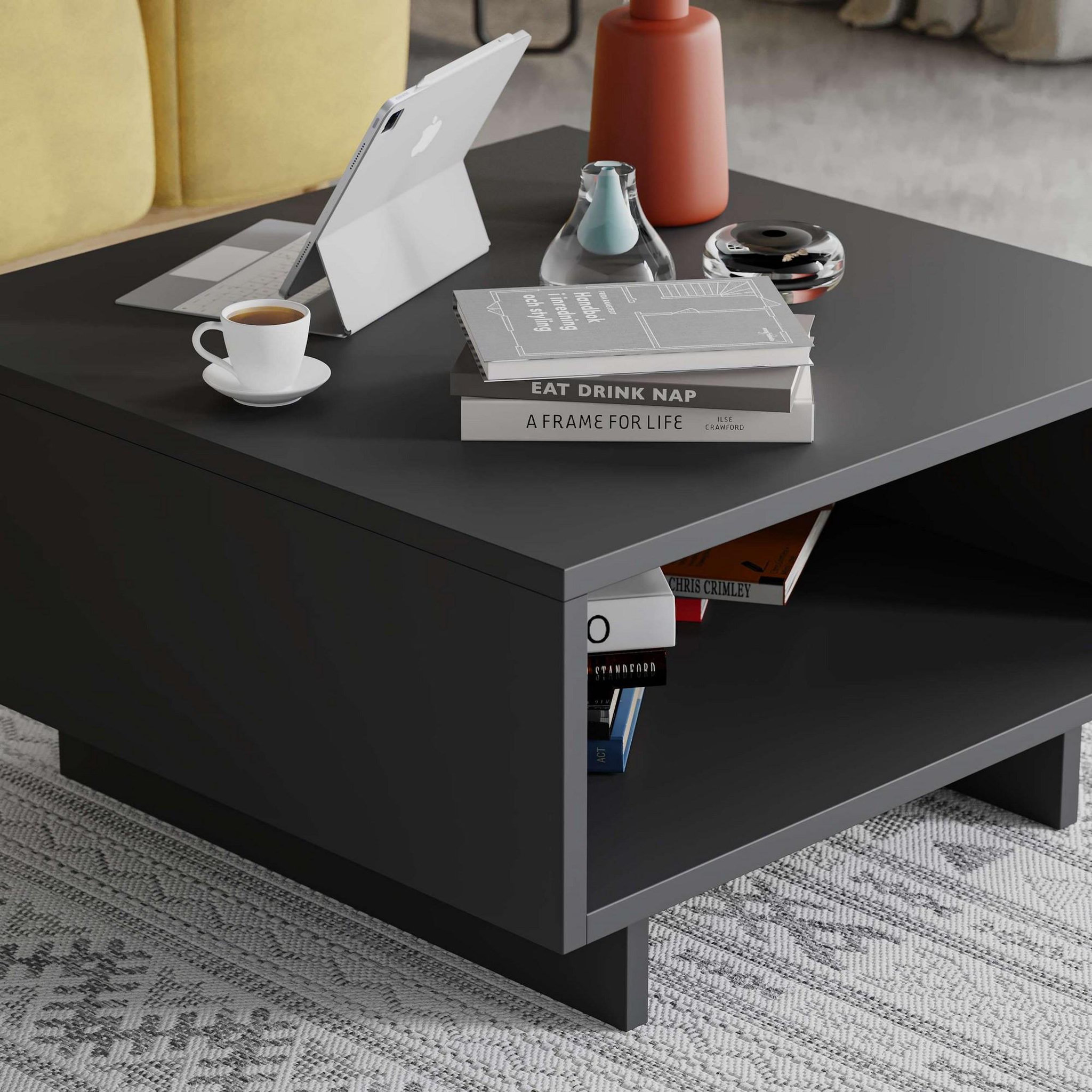Voir la diapositive 4 : Habitat et Jardin Table basse en bois  Hola  - 60 x 60 x 32 cm - Gris anthracite