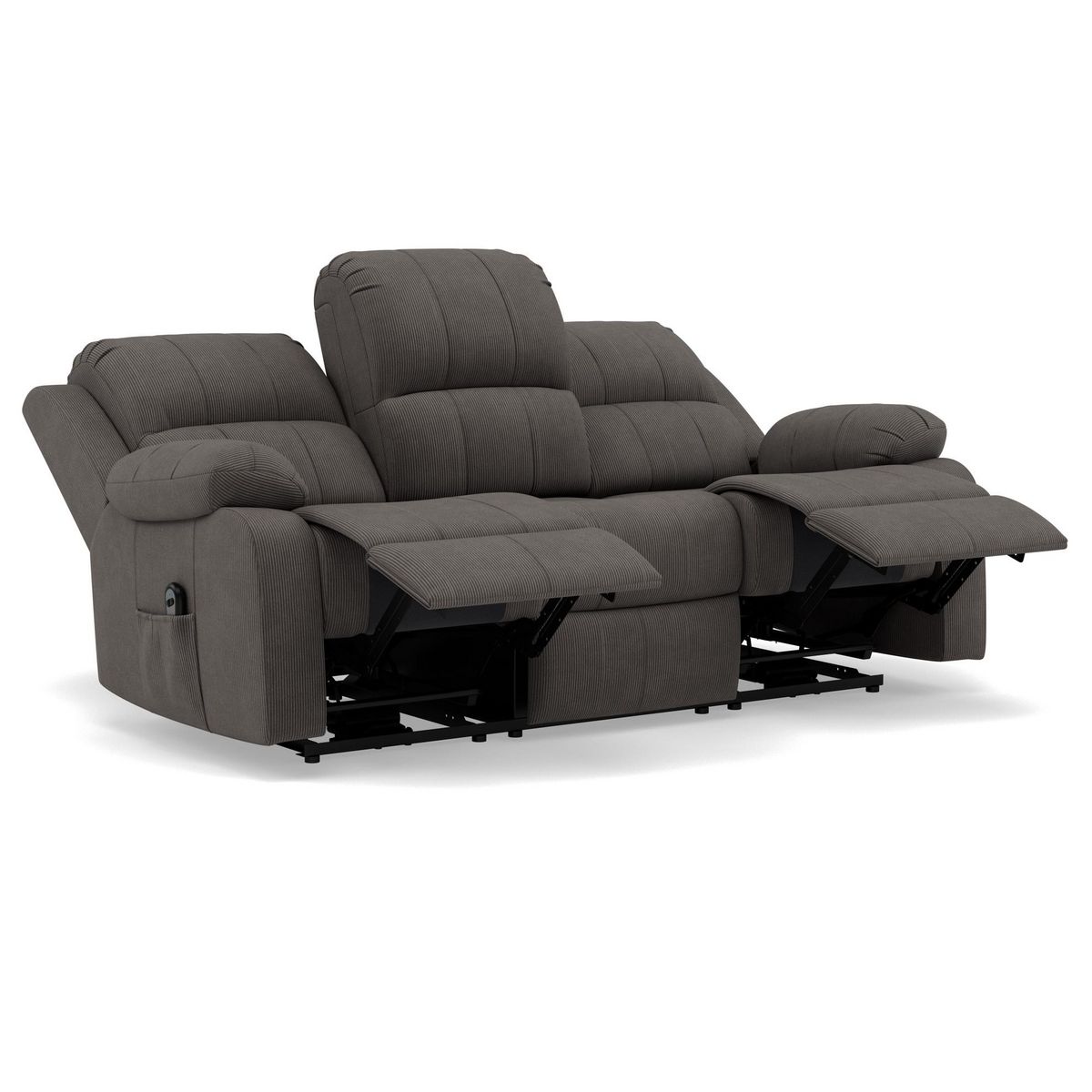 BEST MOBILIER Armand - canapé 3 places relax électrique en velours côtelé