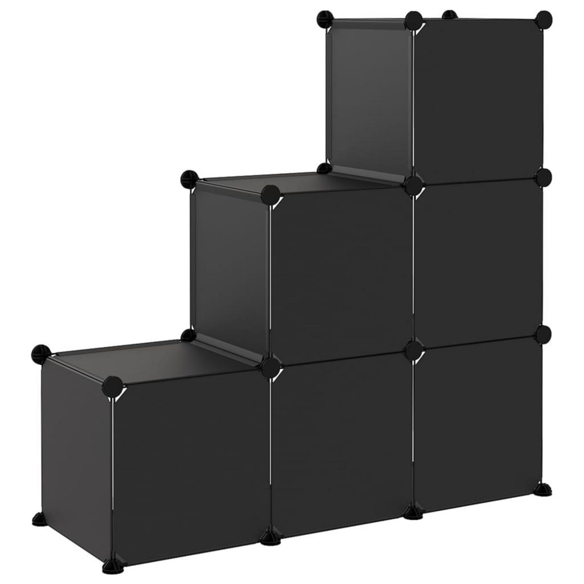 VIDAXL Cubes de rangement 6 pcs Noir PP