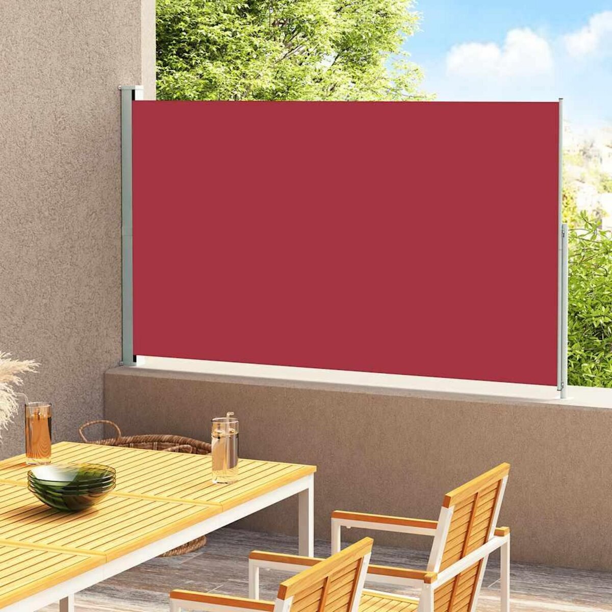 VIDAXL Auvent lateral retractable de patio 180x300 cm Rouge