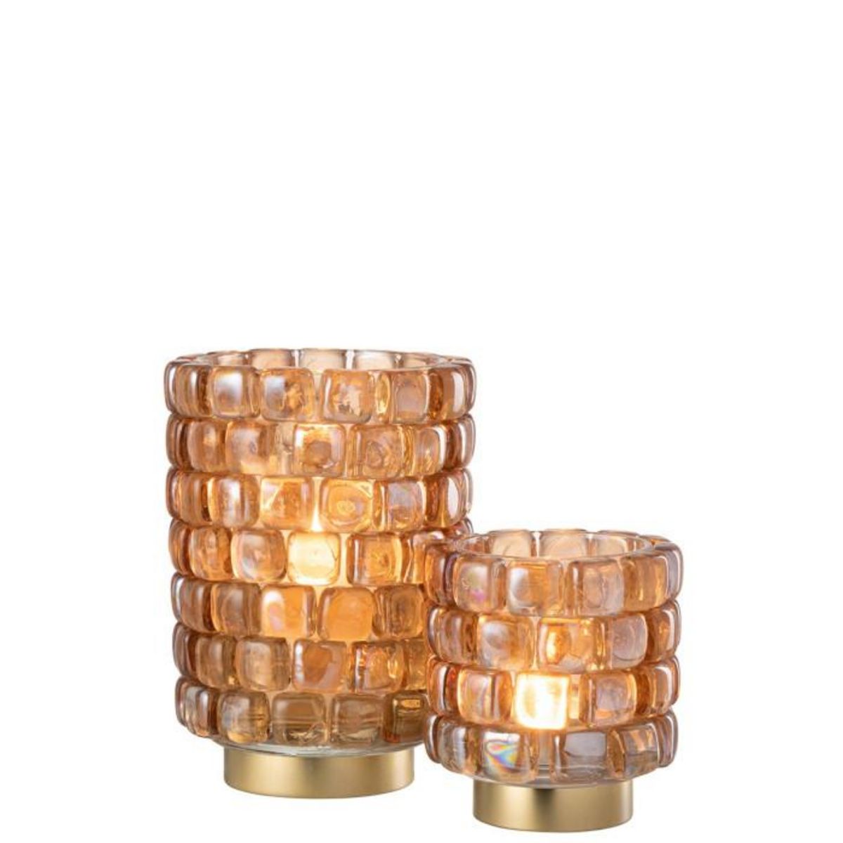 Paris Prix Photophore en Verre  Mosaïque  20cm Cognac