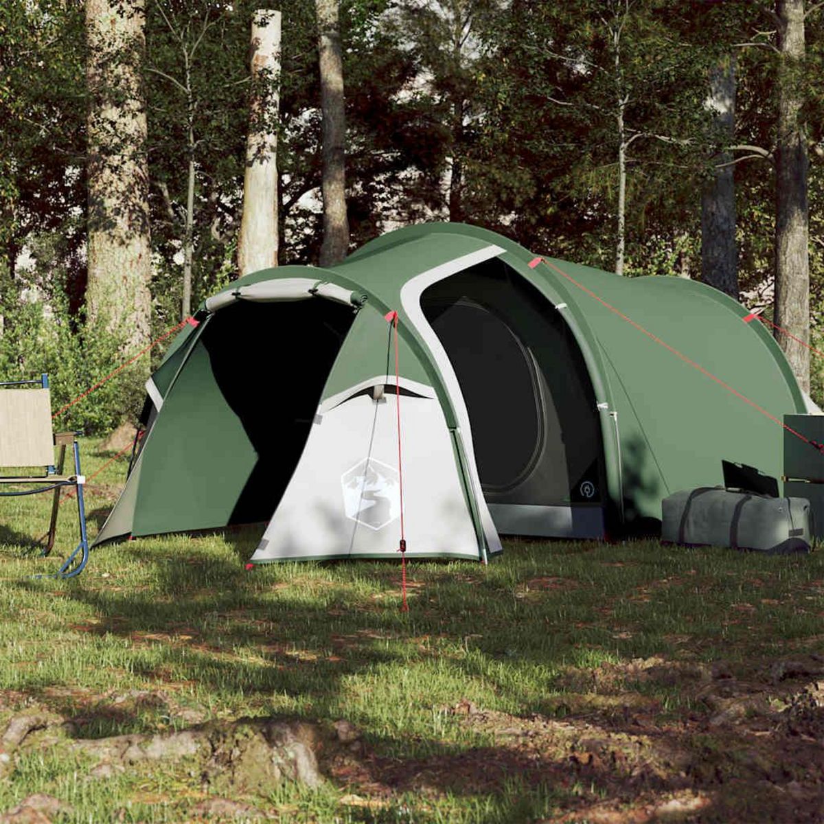 VIDAXL Tente de camping tunnel 3 personnes vert impermeable