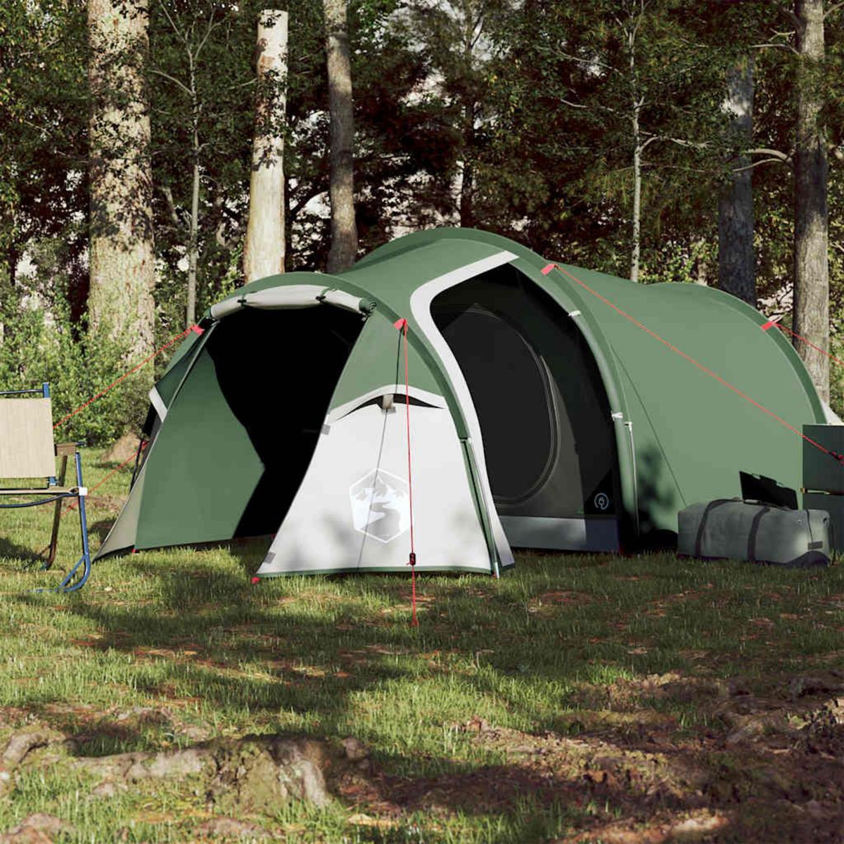 VIDAXL Tente de camping tunnel 3 personnes vert impermeable