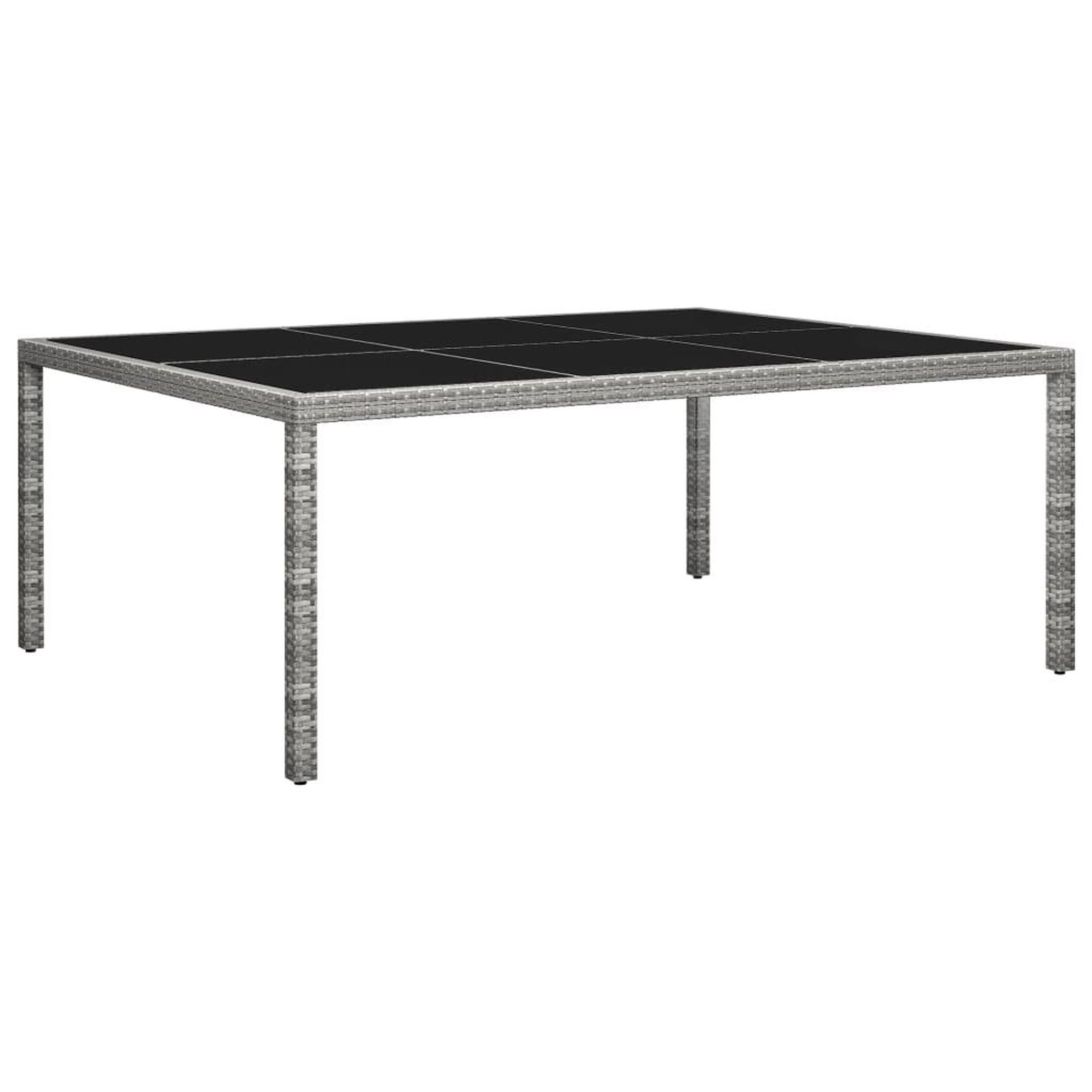 Voir la diapositive 1 : VIDAXL Table a manger d'exterieur Gris 200x150x74 cm Resine tressee