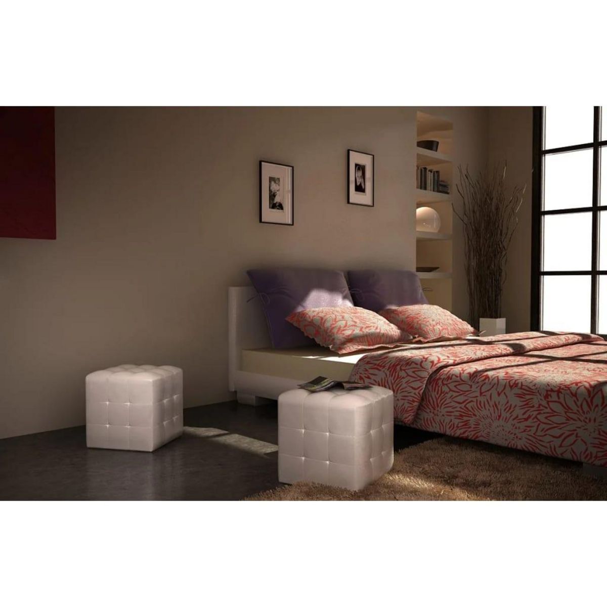 VIDAXL Tabourets cube Blanc