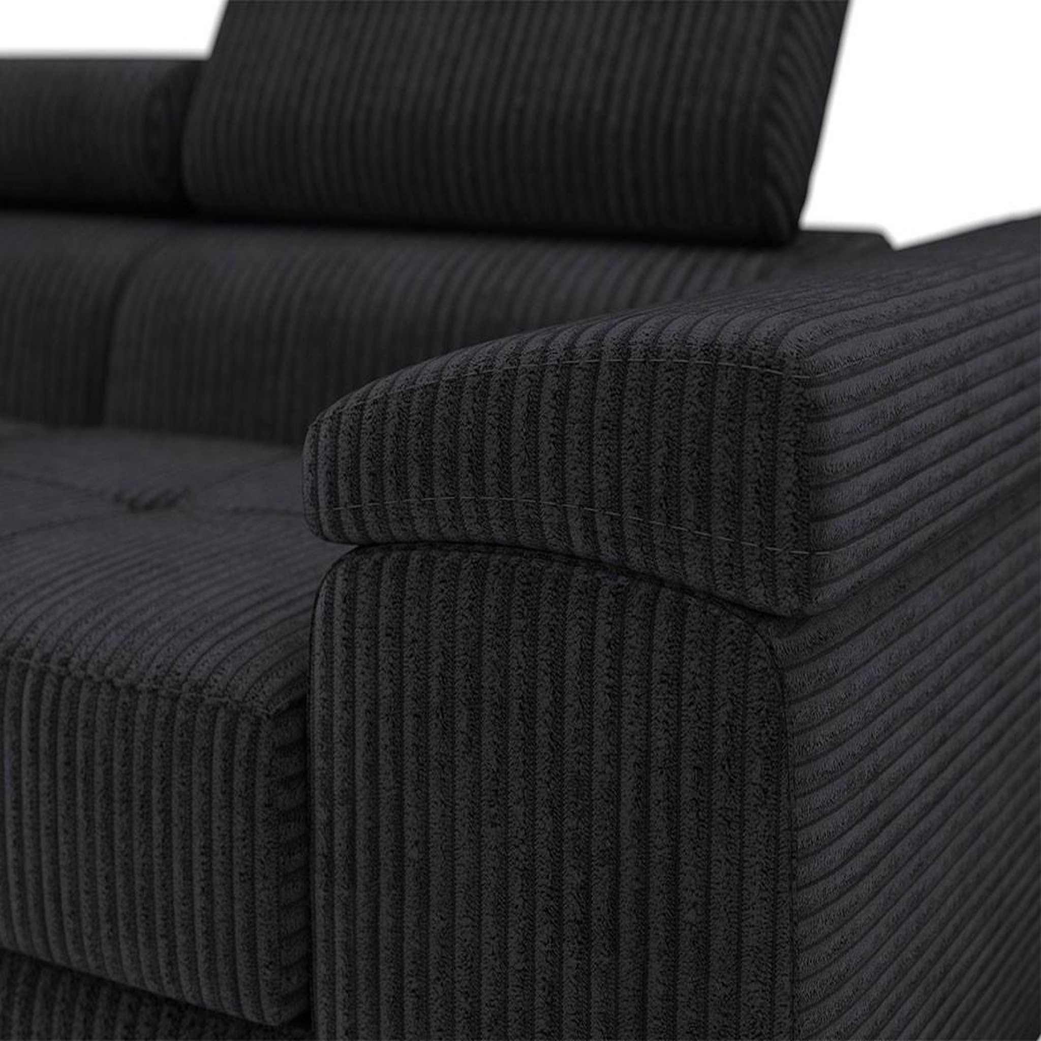 Voir la diapositive 3 : BEST MOBILIER Pablo - canapé droit 2 places avec têtières ajustables - en velours côtelé