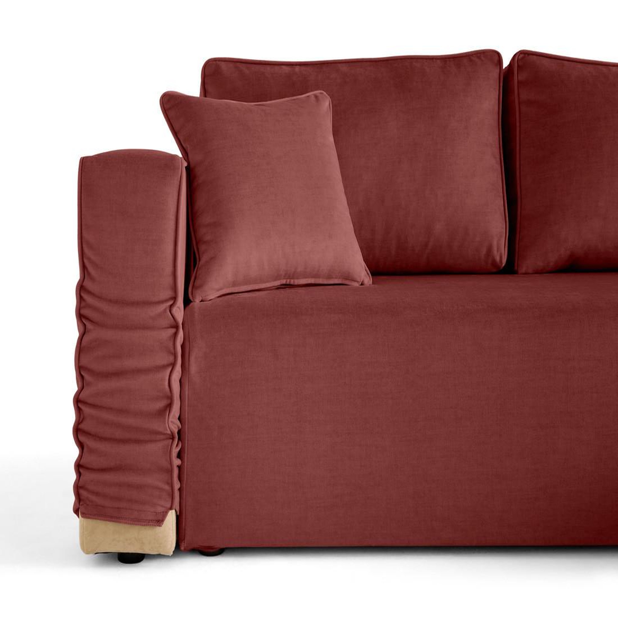 Voir la diapositive 3 : BEST MOBILIER Housse en velours pour canapé déhoussable topaze