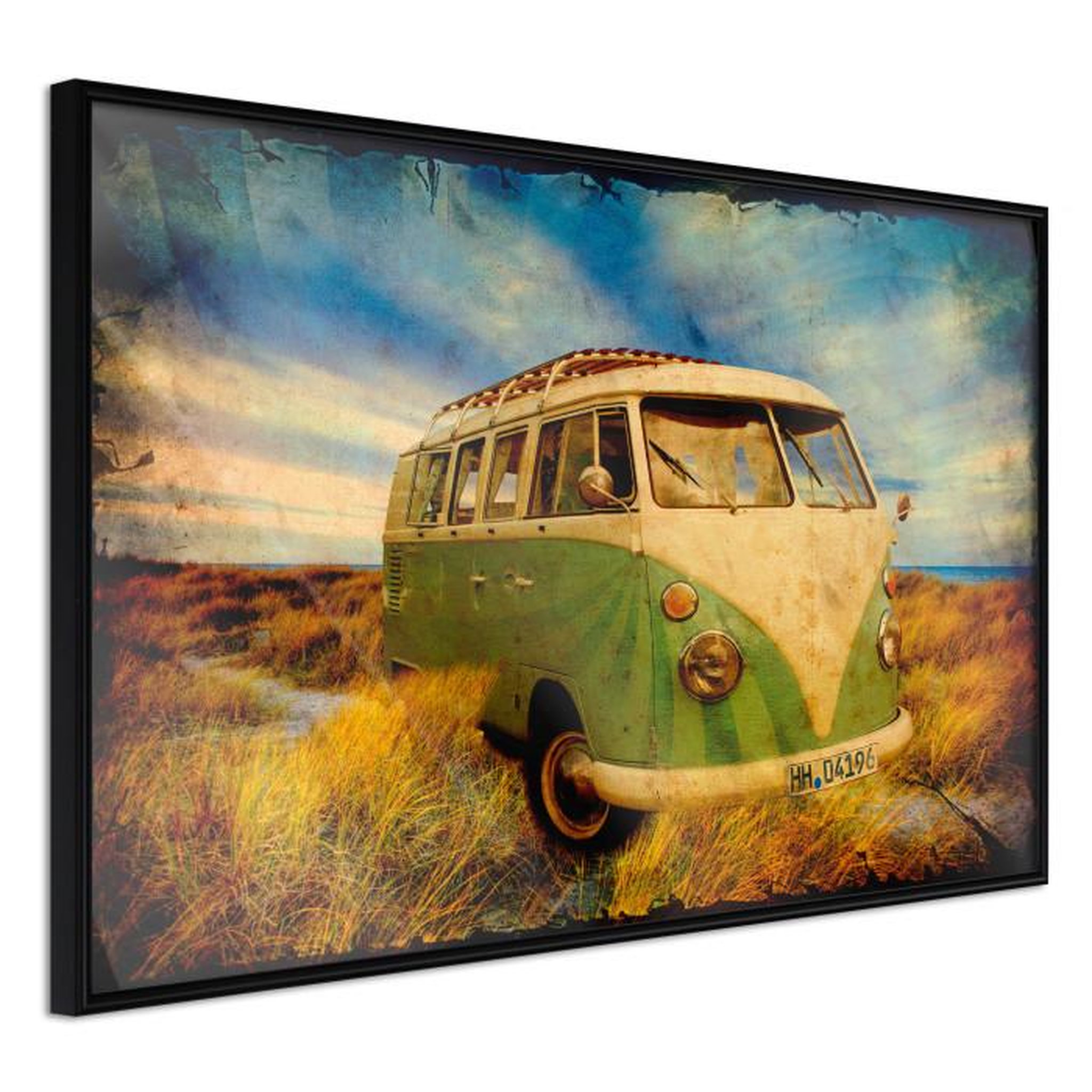 Paris Prix Affiche Murale Encadrée  Hippie Van I. Coloris disponibles : Jaune, Noir
