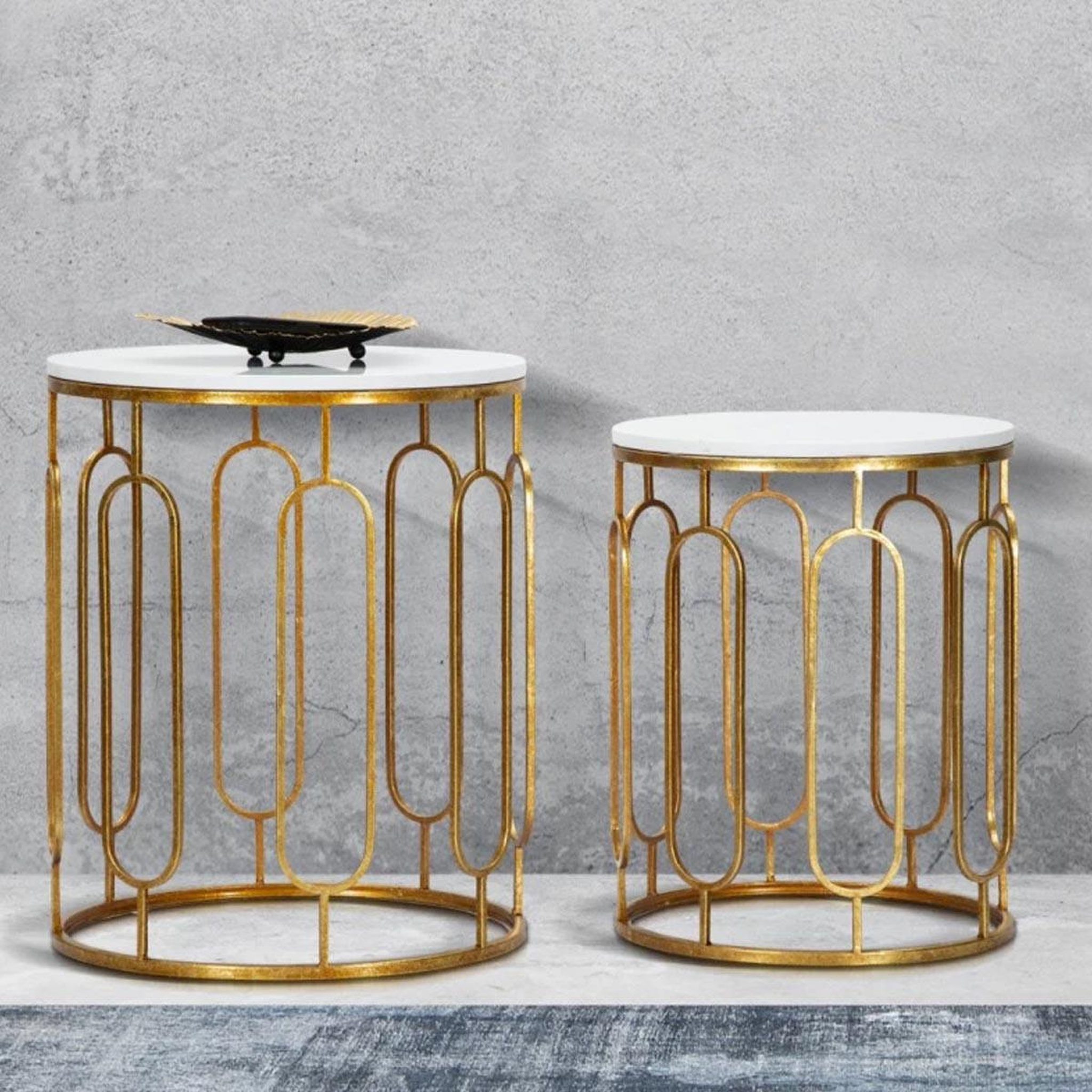 Voir la diapositive 5 : Paris Prix Lot de 2 tables d'appoint gigognes  ella  55cm or