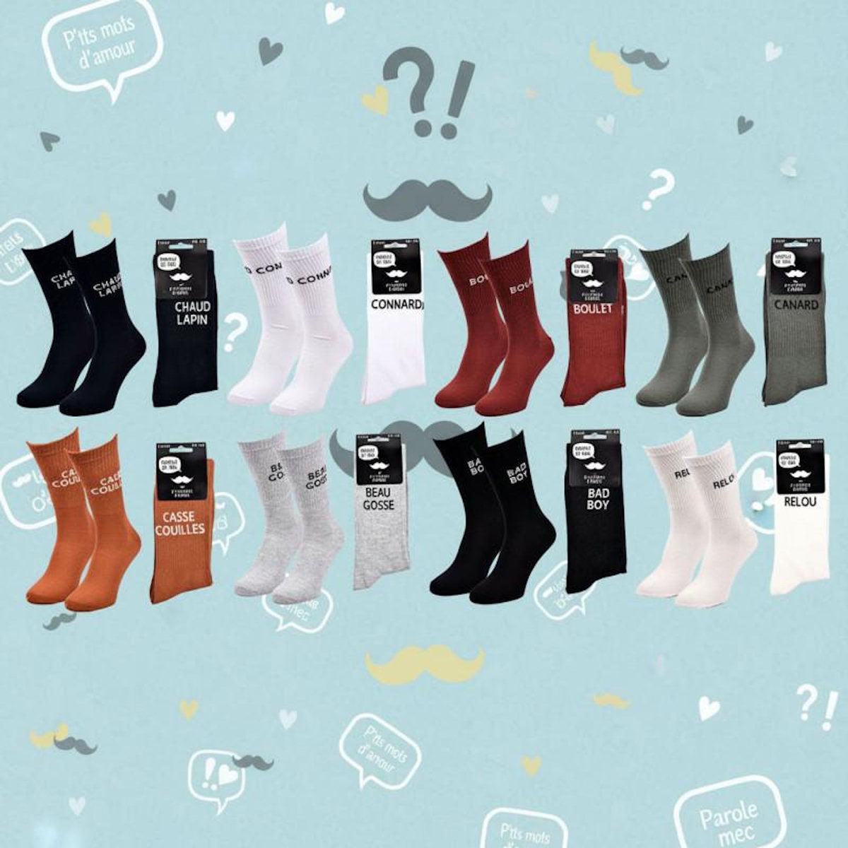 OZABI OZABI Chaussettes Homme Message Humoristiques Pack de 8 Paires