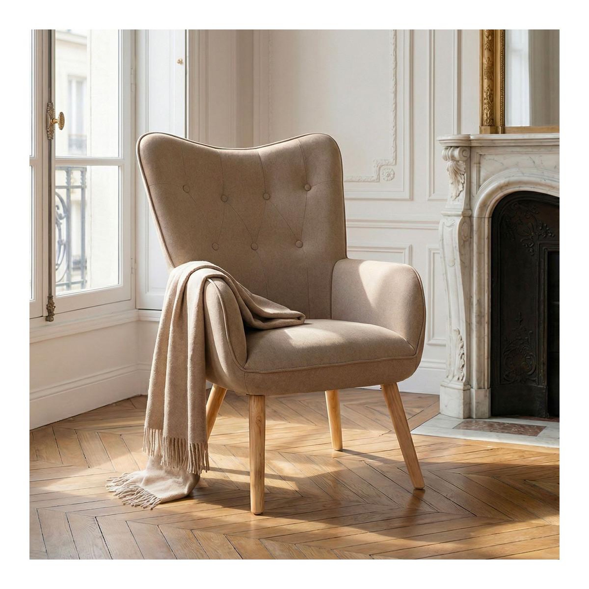Voir la diapositive 5 : Paris Prix Fauteuil scandinave  aimee  67cm beige