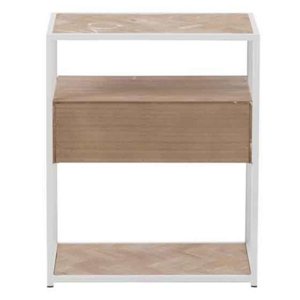 Paris Prix Table d'Appoint 1 Tiroir  Miraza  61cm Naturel & Blanc