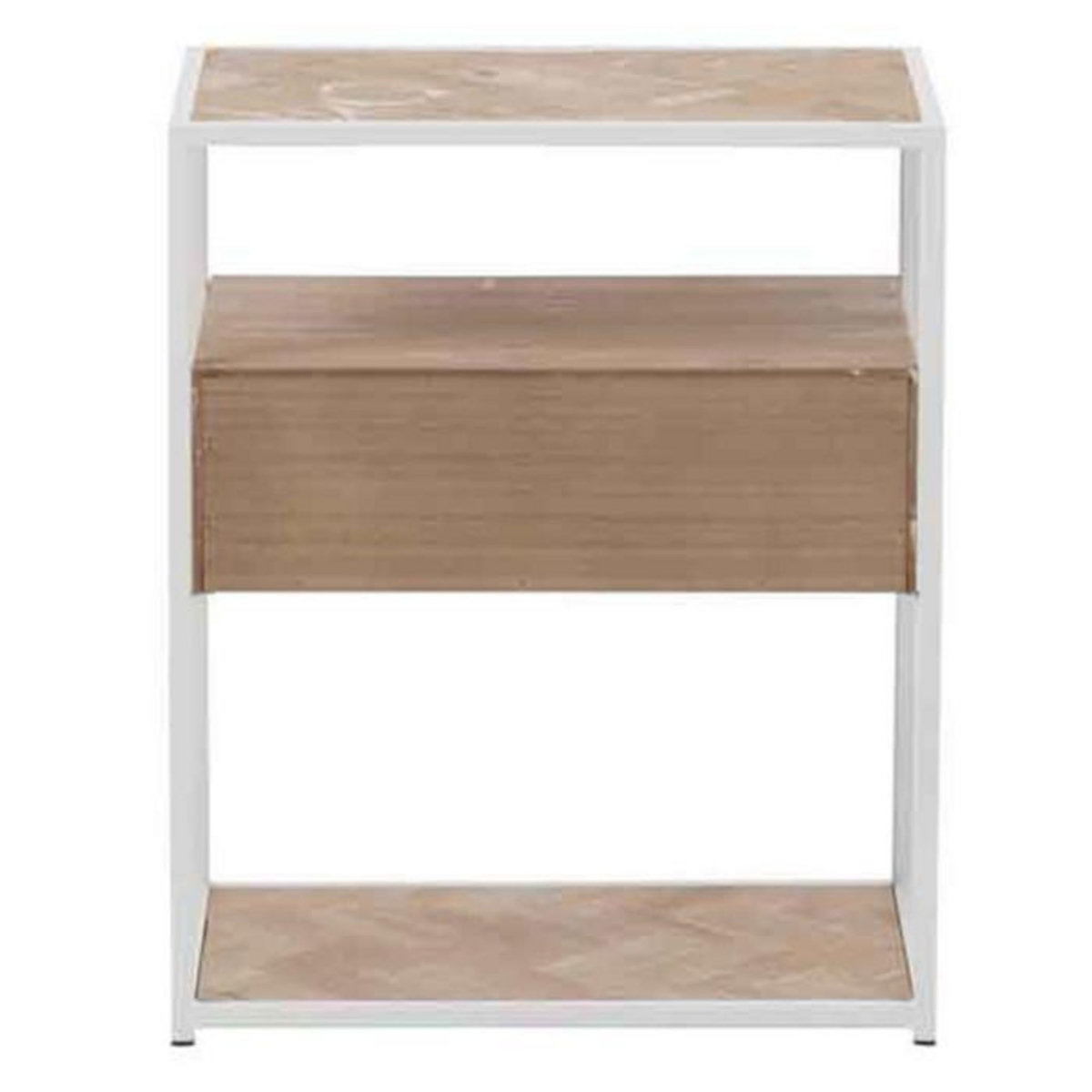 Paris Prix Table d'Appoint 1 Tiroir  Miraza  61cm Naturel & Blanc