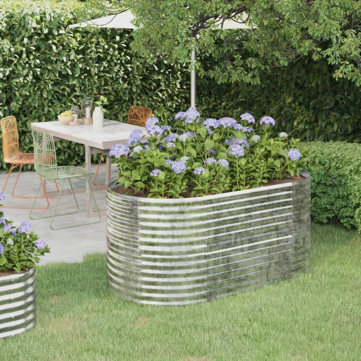 VIDAXL Lit sureleve de jardin Acier enduit de poudre Argente