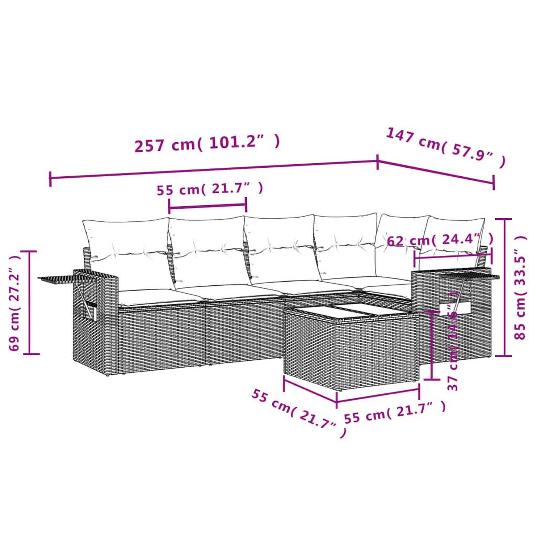 Voir la diapositive 4 : VIDAXL Salon de jardin 6 pcs avec coussins noir resine tressee