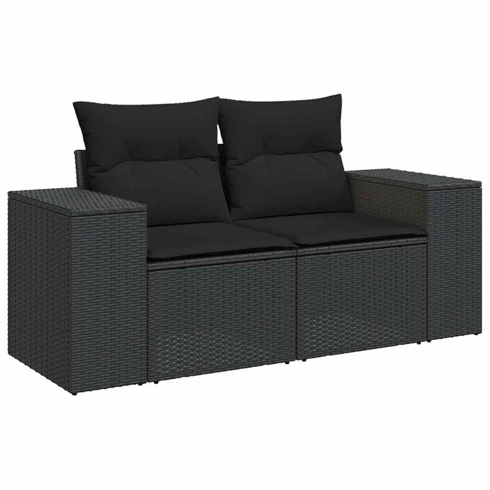 Voir la diapositive 5 : VIDAXL Salon de jardin 7 pcs avec coussins noir resine tressee