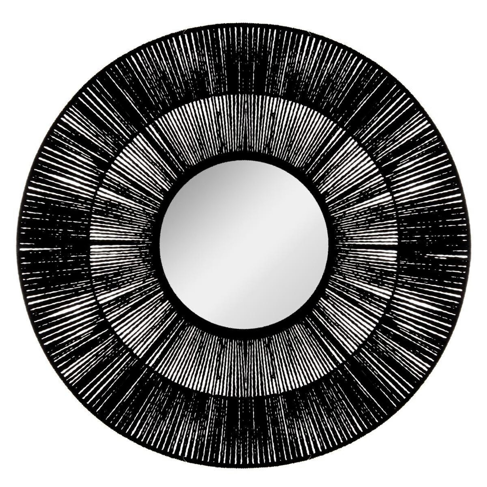 ATMOSPHERA Miroir rond motif ethnique  landy  76cm noir