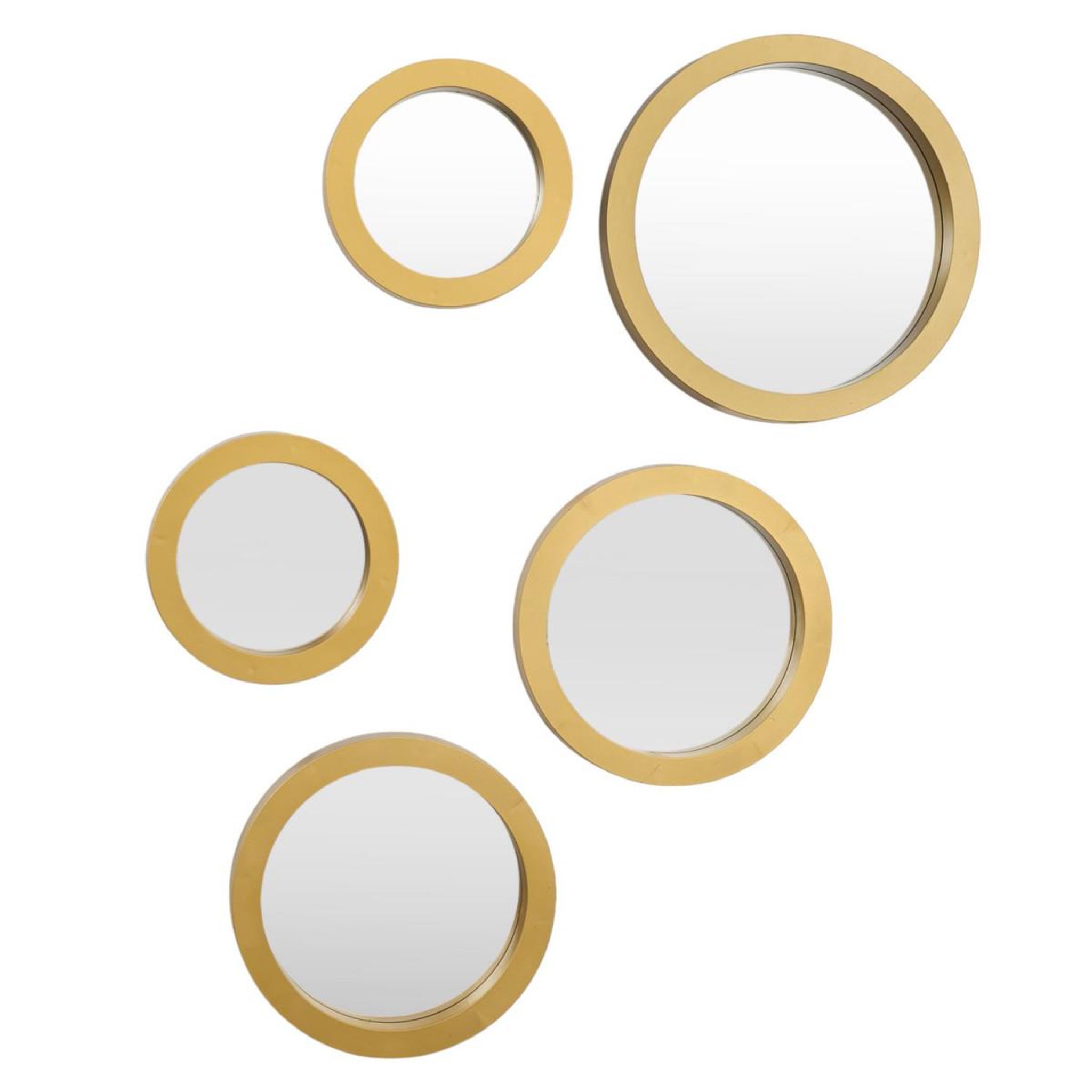 The Home Deco Factory Lot de 5 Miroirs Muraux Rond  New York  28cm Doré