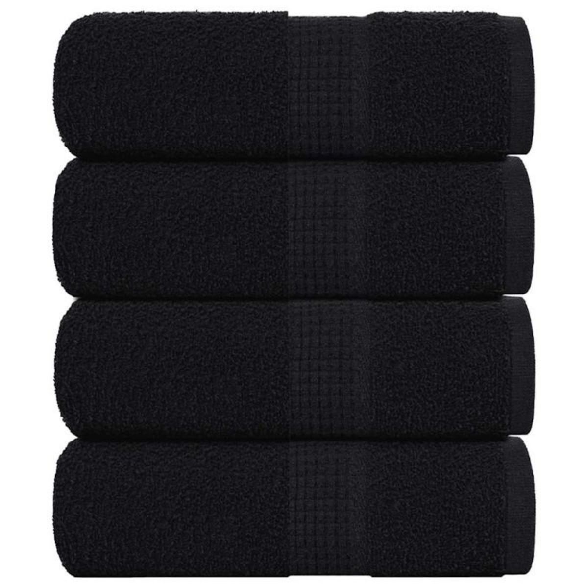 VIDAXL Serviettes de visage 4 pcs noir 30x30 cm 360 g m² 100% coton