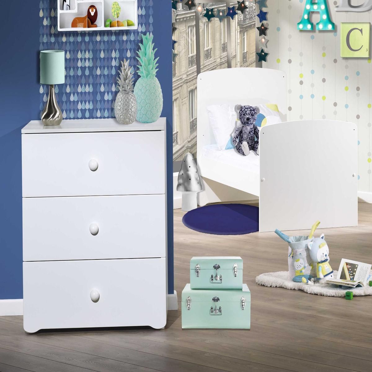 BABY PRICE Ensemble Lit bébé évolutif 140x70 + commode à langer NEW BASIC