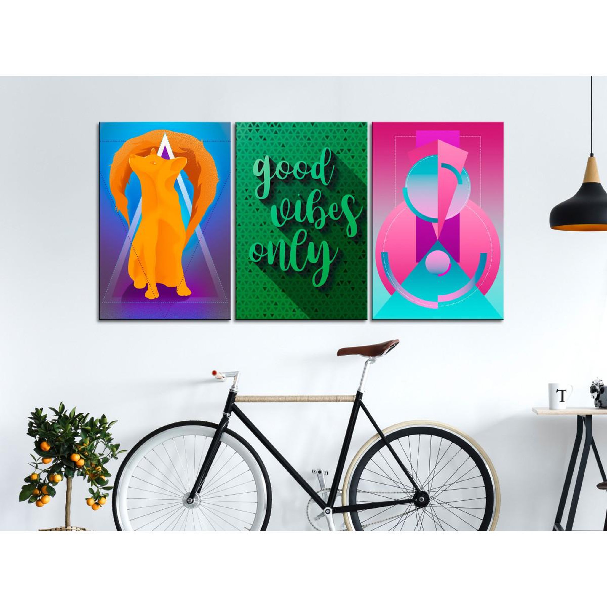 Voir la diapositive 2 : Paris Prix Tableau Imprimé  Shades of Happiness 3 Panneaux  60x120cm