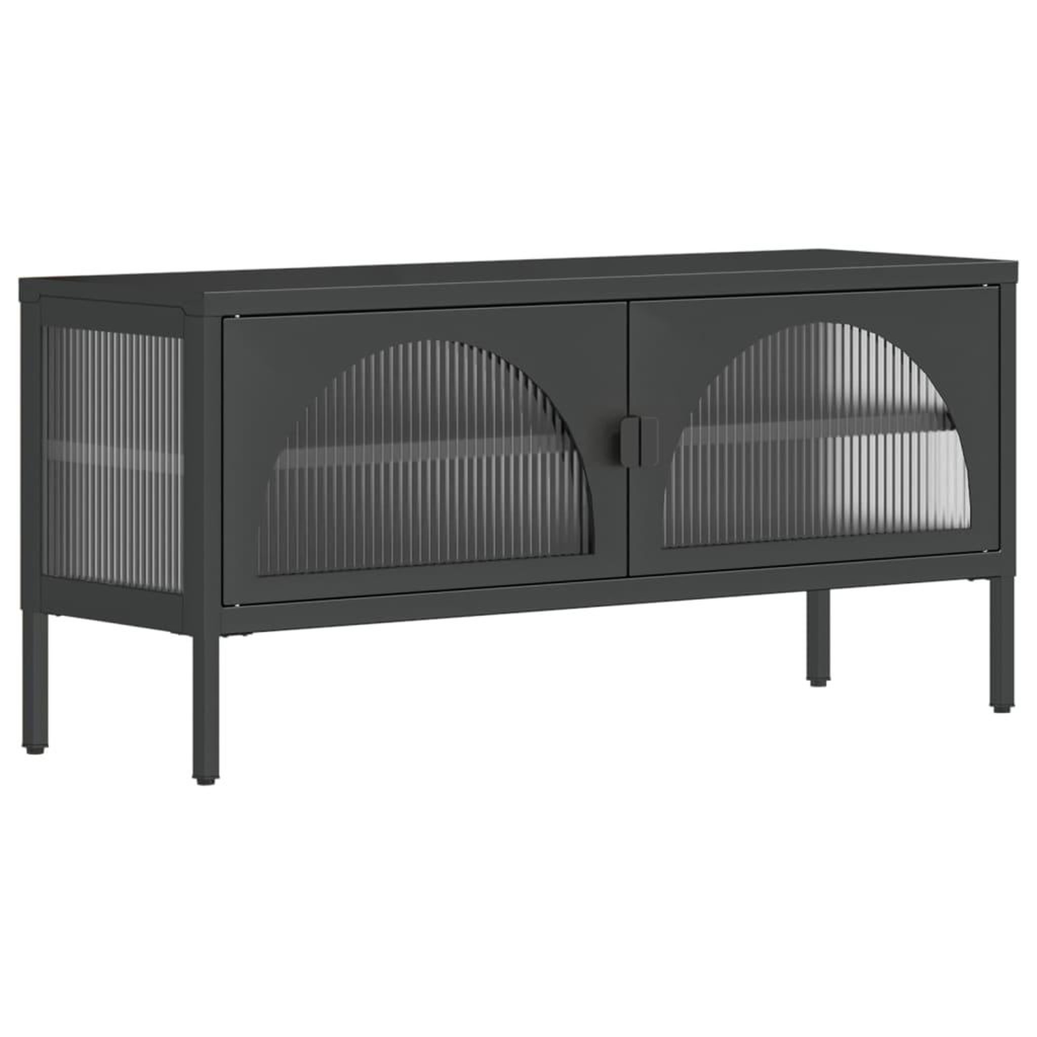 VIDAXL Meuble tv noir 105x35x50 cm verre et acier