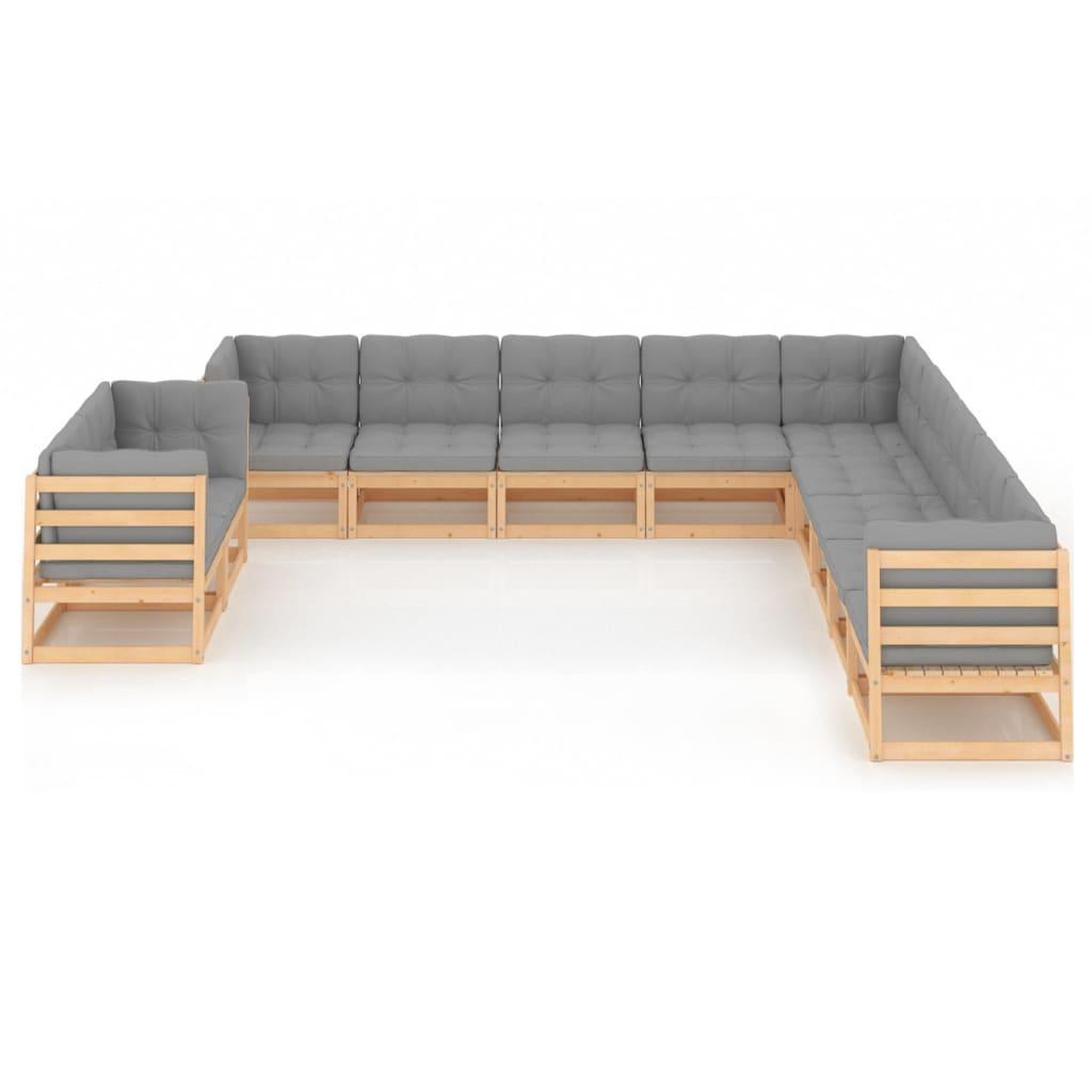 Voir la diapositive 2 : VIDAXL Salon de jardin 11 pcs avec coussins Bois de pin massif
