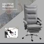 Voir la diapositive 5 : VINSETTO Fauteuil de bureau massant chauffant inclinable réglable repose-pieds rétractable microfibre gris